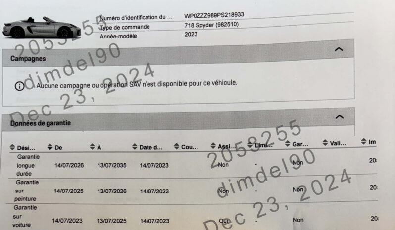 Porsche 718 Boxter Spyder 4.0 BV6 ( TVA Lux 17% ) – 2023 complet
