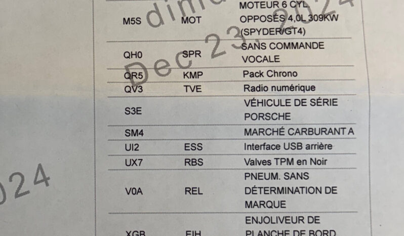 Porsche 718 Boxter Spyder 4.0 BV6 ( TVA Lux 17% ) – 2023 complet