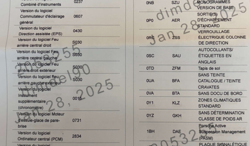 Porsche 992 TARGA 4 PDK – 2021 complet