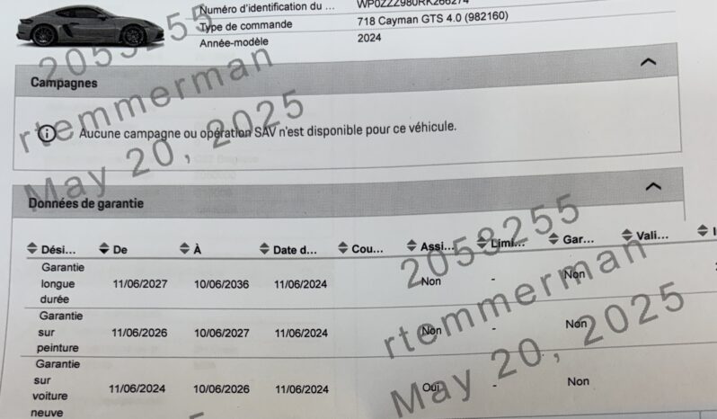 Porsche 718 Cayman 4.0 GTS PDK * TVA * – 2024 complet