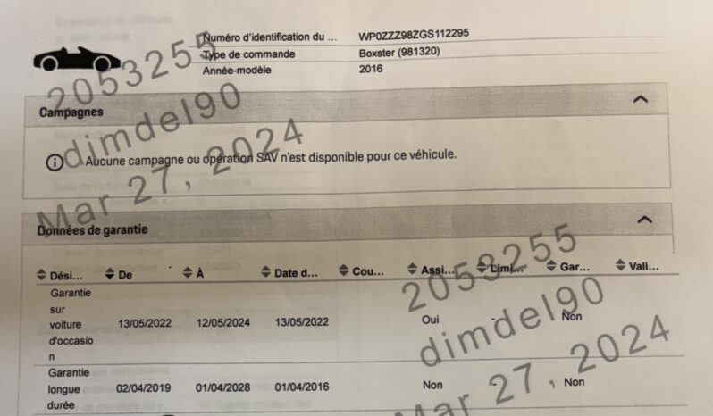 Porsche 981 Boxter 2.7 PDK – 2016 complet