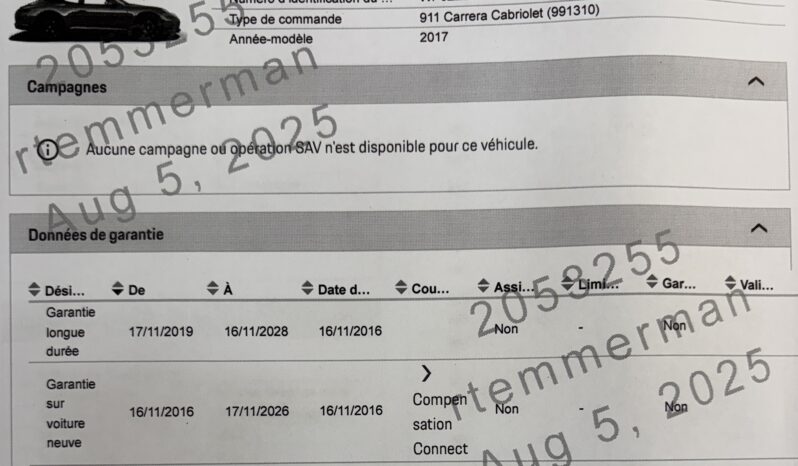 Porsche 991.2 Carrera 3.0 PDK Cabriolet – 2016 complet