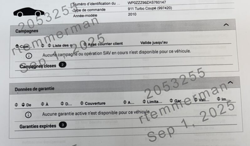 Porsche 997.2 Turbo 3.8 PDK – 2010 complet