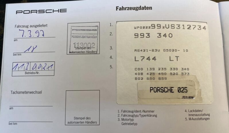 Porsche 993 Carrera S 3.6 BV6 Coupé – 1997 complet