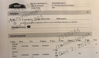 Porsche 992.1 GT3 Touring 4.0 PDK – 2022 complet