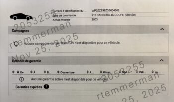 Porsche 996 Carrera 4S 3.6 Coupé BV6 – 2003 – Vendue complet