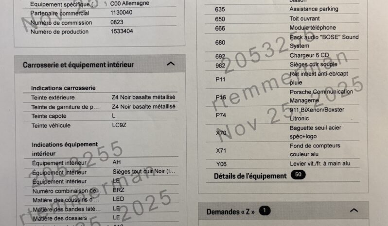 Porsche 996 Carrera 4S 3.6 Coupé BV6 – 2003 – Vendue complet