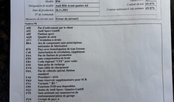 AUDI RS6 4.0 V8 TFSI Quattro C8 Tiptronic S – 2021 ( MOD 2022 ) – Vendue complet