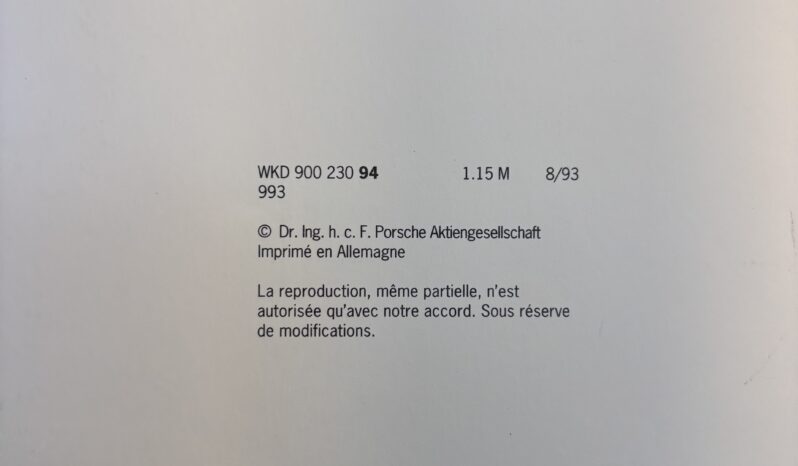 Porsche 993 Carrera 3.6 Coupé BV6 – 1994 – Vendue complet