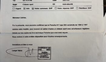 Porsche 993 Carrera 3.6 Coupé BV6 – 1994 – Vendue complet