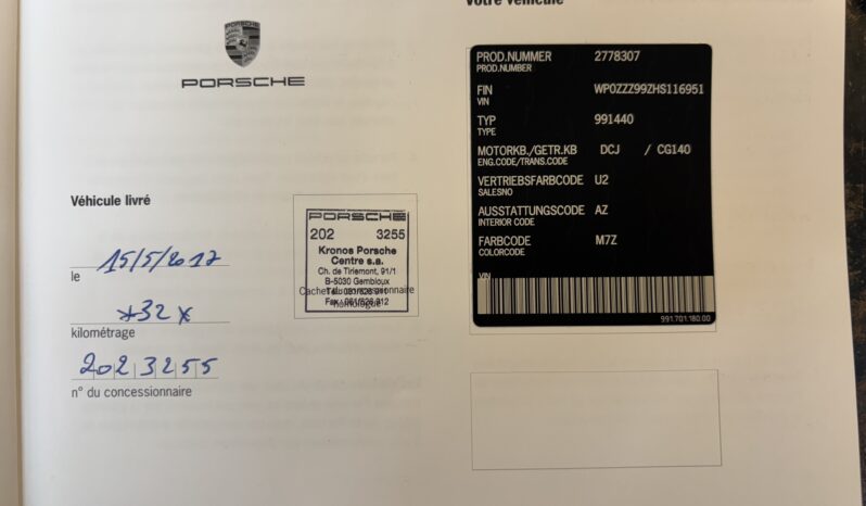 Porsche 991.2 Carrera 4 GTS 3.0 PDK Coupé – 2017 – Vendue complet