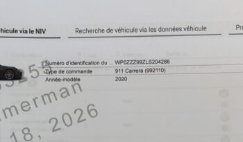 Porsche 992.2 Carrera 3.0 PDK Coupé – 2020 – Vendue complet