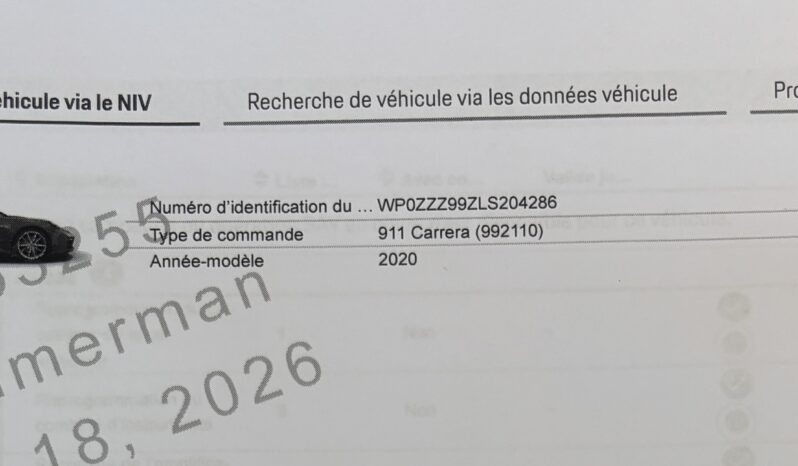 Porsche 992.2 Carrera 3.0 PDK Coupé – 2020 – Vendue complet