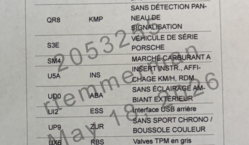 Porsche 992.2 Carrera 3.0 PDK Coupé – 2020 – Vendue complet