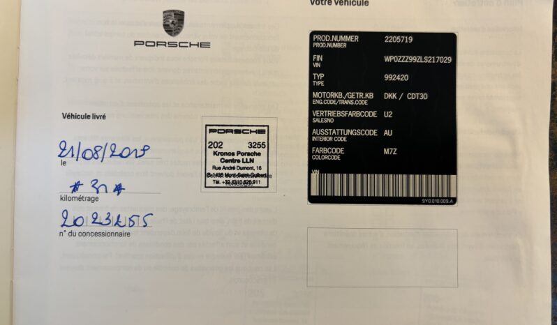 Porsche 992.1 Carrera 4S 3.0 PDK Coupé – 2019 ( Mod 2020 ) complet