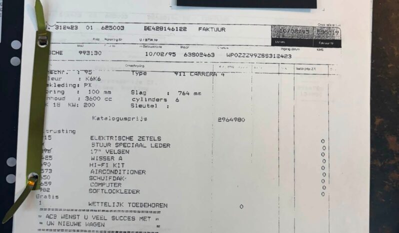 Porsche 993 Carrera 4 3.6 Coupé BV6 – 1995 complet