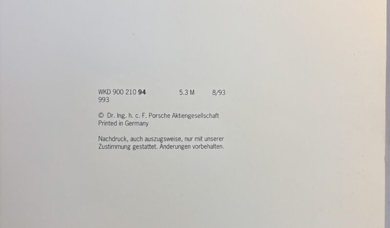 Porsche 993.1 Carrera 3.6 Cabriolet BV6 – 1994 – Vendue complet