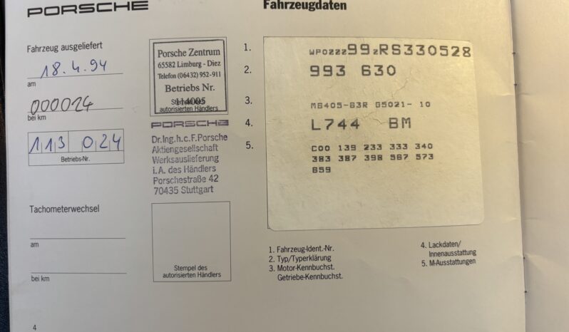 Porsche 993.1 Carrera 3.6 Cabriolet BV6 – 1994 – Vendue complet